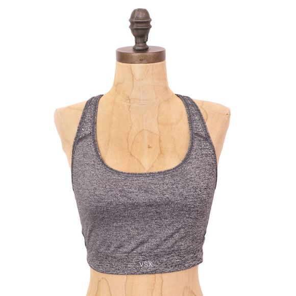 VSX Victoria's Secret Sport Player Crossback Bra M Gray Athletic Mid-Support B75 - Picture 1 of 5